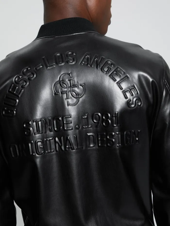 GUESS Jackets and Coats District FauxLeather Signature Jacket Black 8211 Men