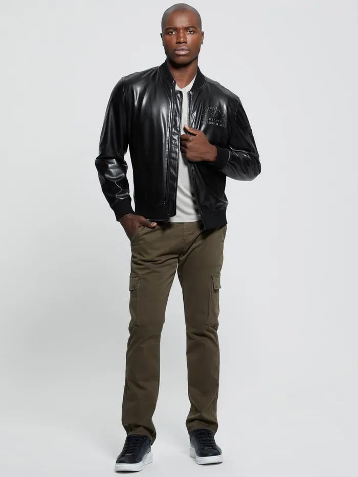 GUESS Jackets and Coats District FauxLeather Signature Jacket Black 8211 Men