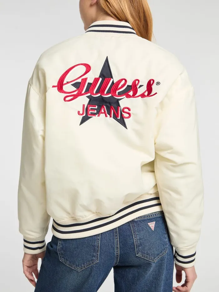 GUESS Jackets and Coats Eco Embroidered Varsity Jacket Black 8211 Women