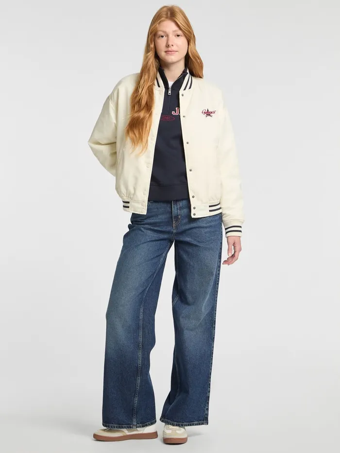 GUESS Jackets and Coats Eco Embroidered Varsity Jacket Black 8211 Women