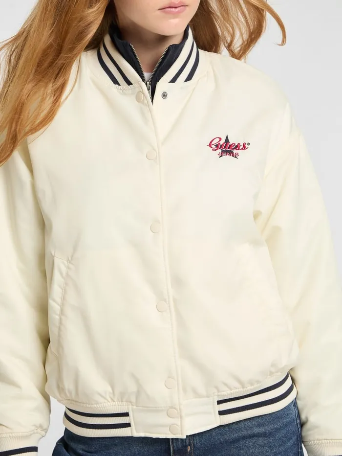 GUESS Jackets and Coats Eco Embroidered Varsity Jacket Black 8211 Women