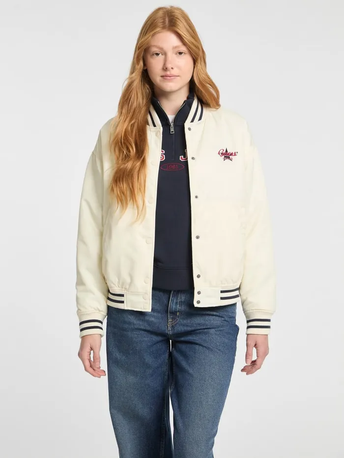 GUESS Jackets and Coats Eco Embroidered Varsity Jacket Black 8211 Women