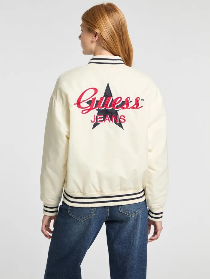 GUESS Jackets and Coats Eco Embroidered Varsity Jacket Black 8211 Women