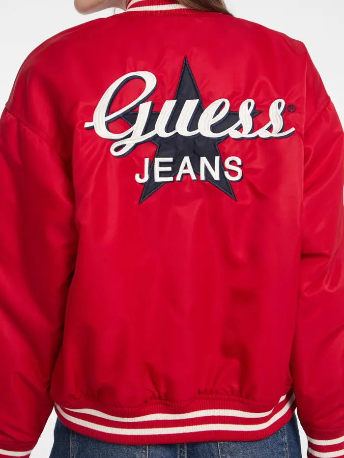 GUESS Jackets and Coats Eco Embroidered Varsity Jacket Black 8211 Women