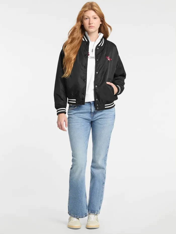 GUESS Jackets and Coats Eco Embroidered Varsity Jacket Black 8211 Women