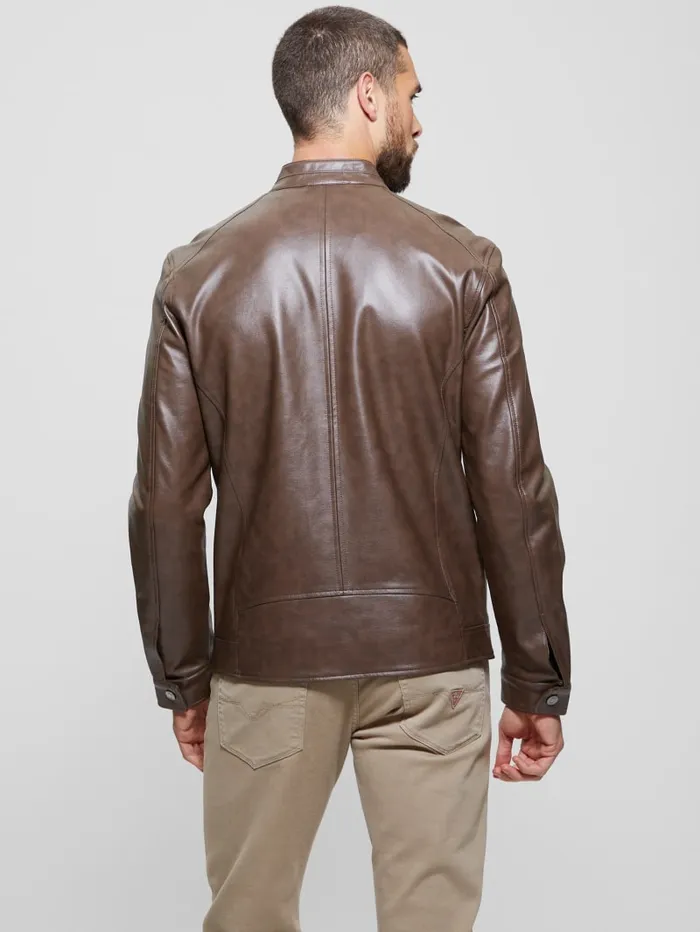 GUESS Jackets and Coats FauxLeather Moto Jacket Black 8211 Men