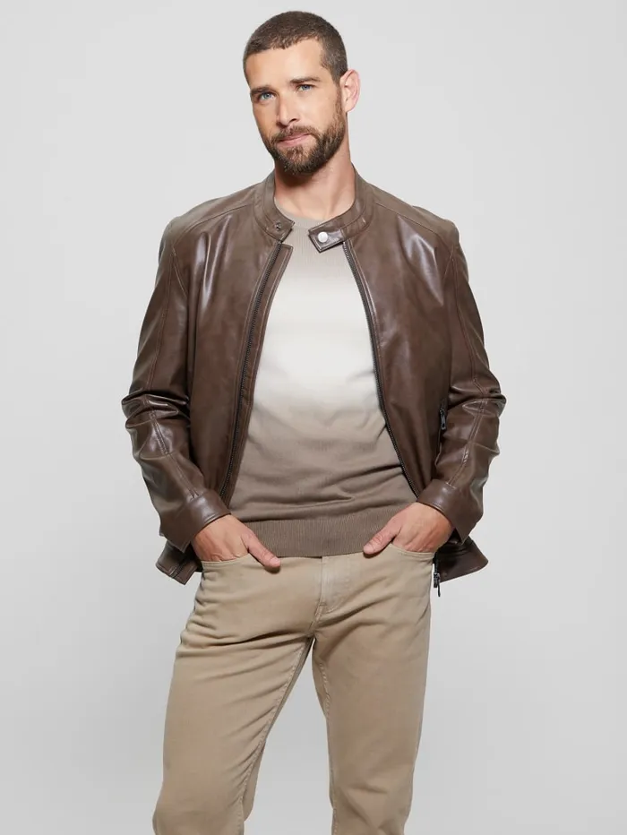 GUESS Jackets and Coats FauxLeather Moto Jacket Black 8211 Men