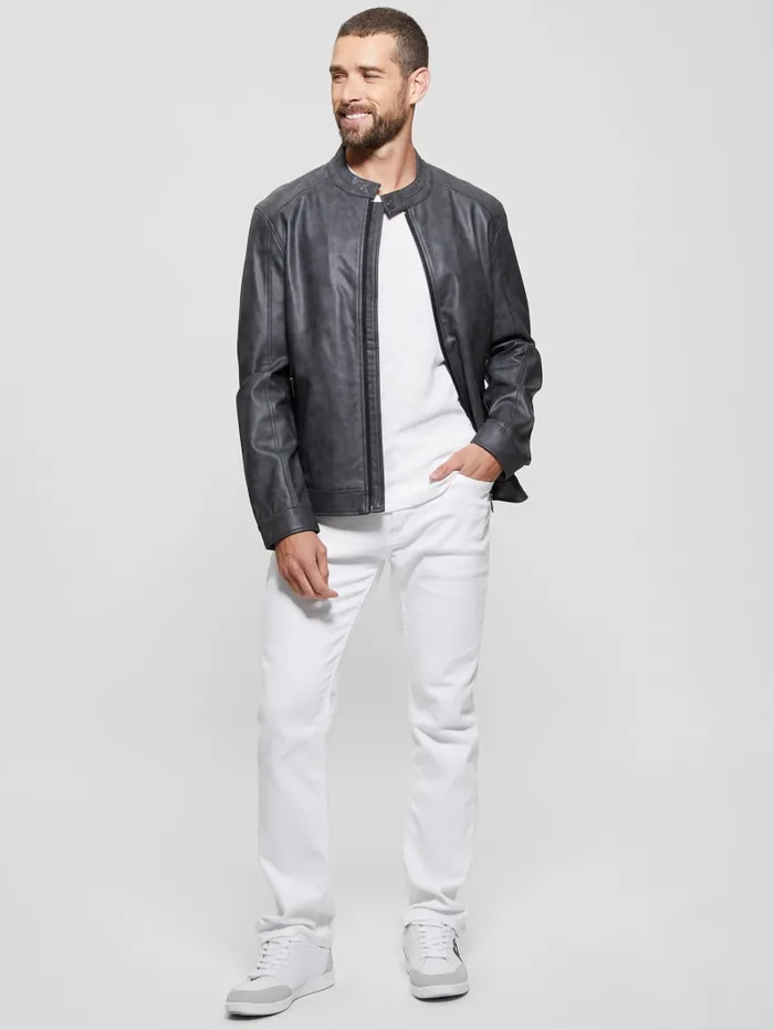 GUESS Jackets and Coats FauxLeather Moto Jacket Black 8211 Men