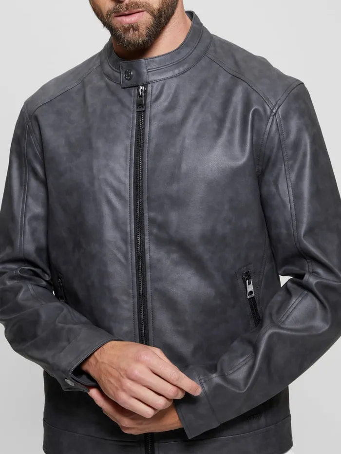 GUESS Jackets and Coats FauxLeather Moto Jacket Black 8211 Men