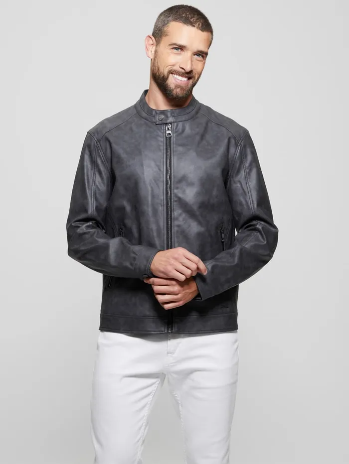 GUESS Jackets and Coats FauxLeather Moto Jacket Black 8211 Men