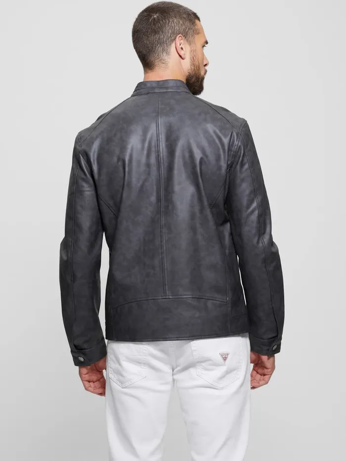 GUESS Jackets and Coats FauxLeather Moto Jacket Black 8211 Men