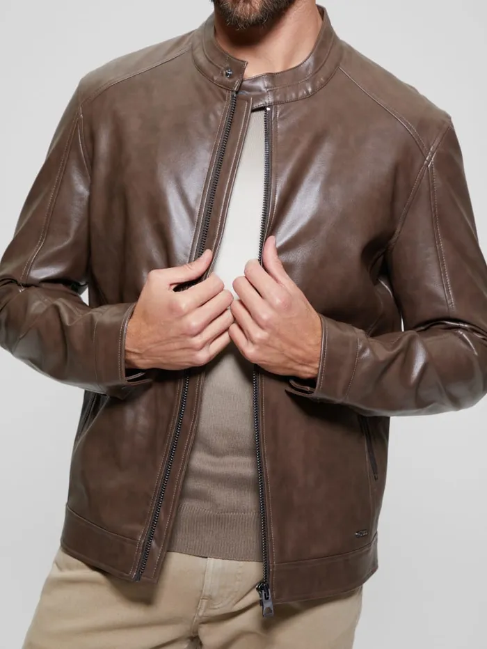 GUESS Jackets and Coats FauxLeather Moto Jacket Black 8211 Men