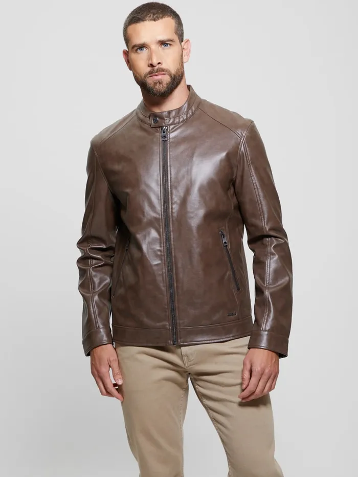 GUESS Jackets and Coats FauxLeather Moto Jacket Black 8211 Men
