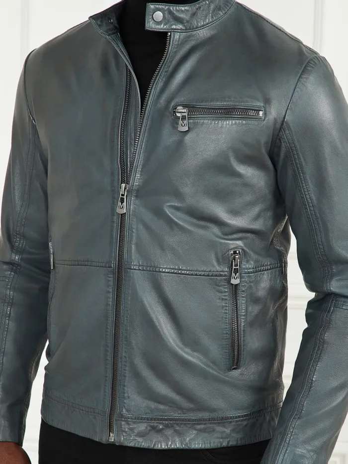 GUESS Jackets and Coats Genuine Leather Biker Jacket Brown 8211 Men