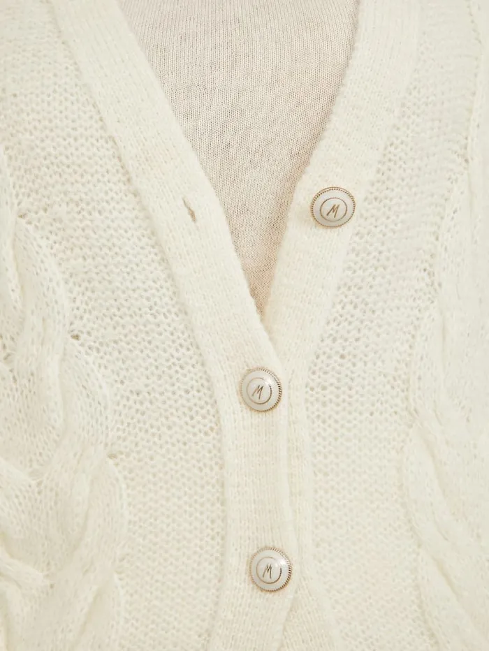 GUESS Jackets and Coats Ginny CableKnit Sweater Cardigan White 8211 Women