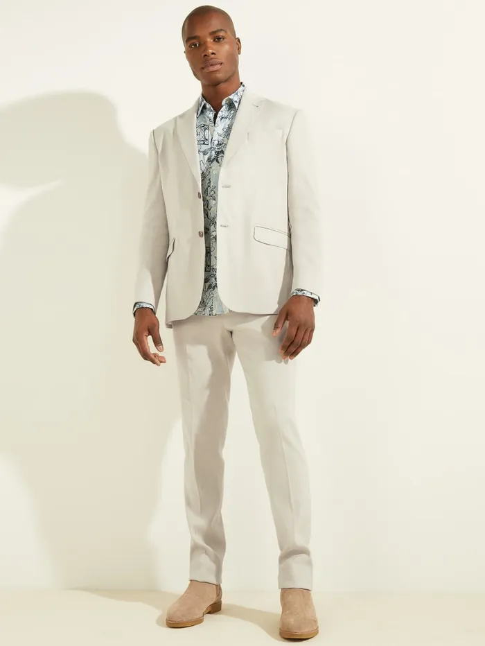 GUESS Jackets and Coats LinenBlend Single Breasted Blazer Green 8211 Men
