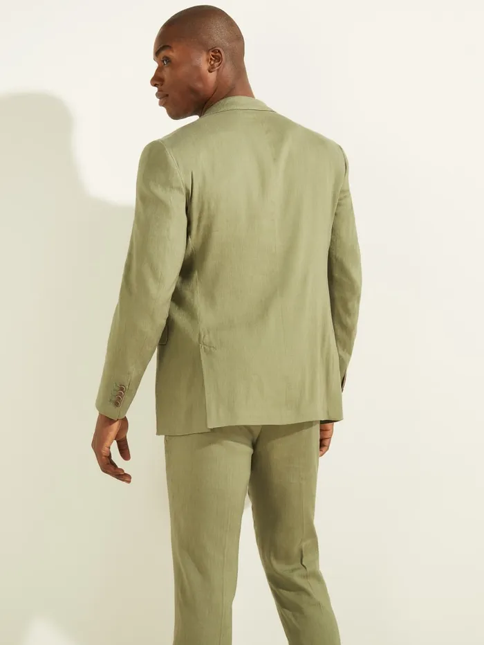 GUESS Jackets and Coats LinenBlend Single Breasted Blazer Green 8211 Men