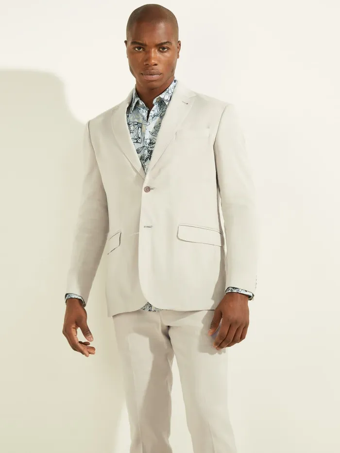GUESS Jackets and Coats LinenBlend Single Breasted Blazer Green 8211 Men