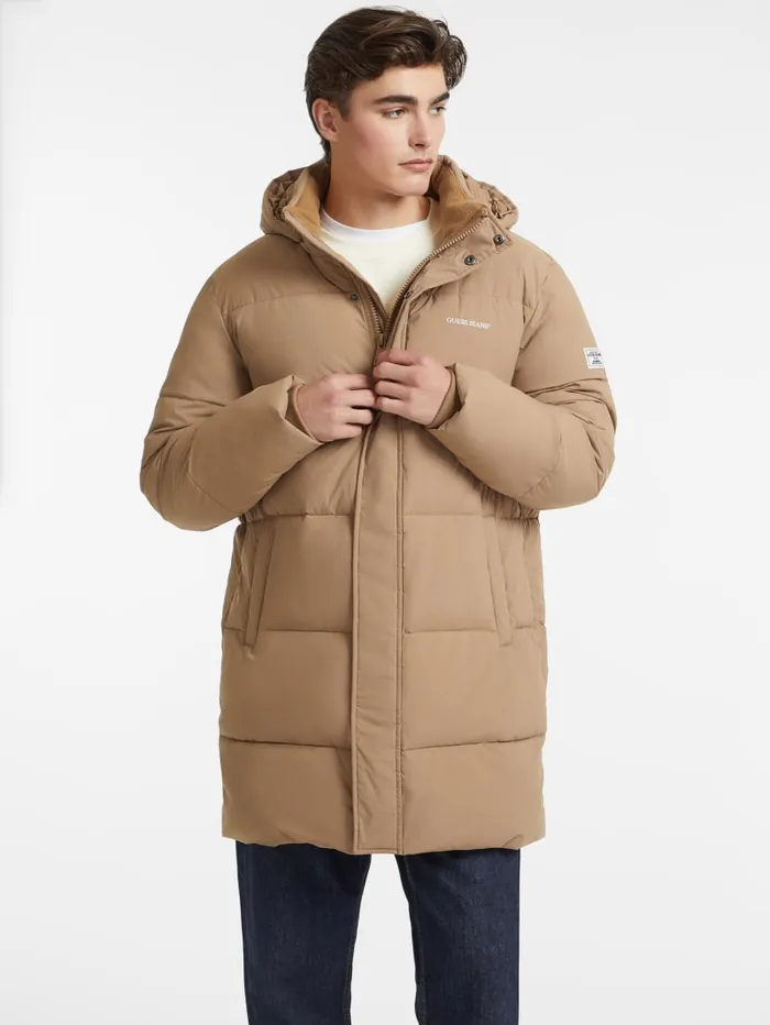 GUESS Jackets and Coats MidLength Puffer Jacket Beige 8211 Men