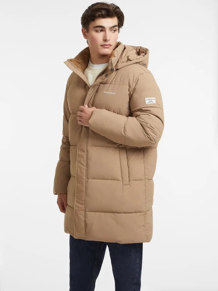 GUESS Jackets and Coats MidLength Puffer Jacket Beige 8211 Men