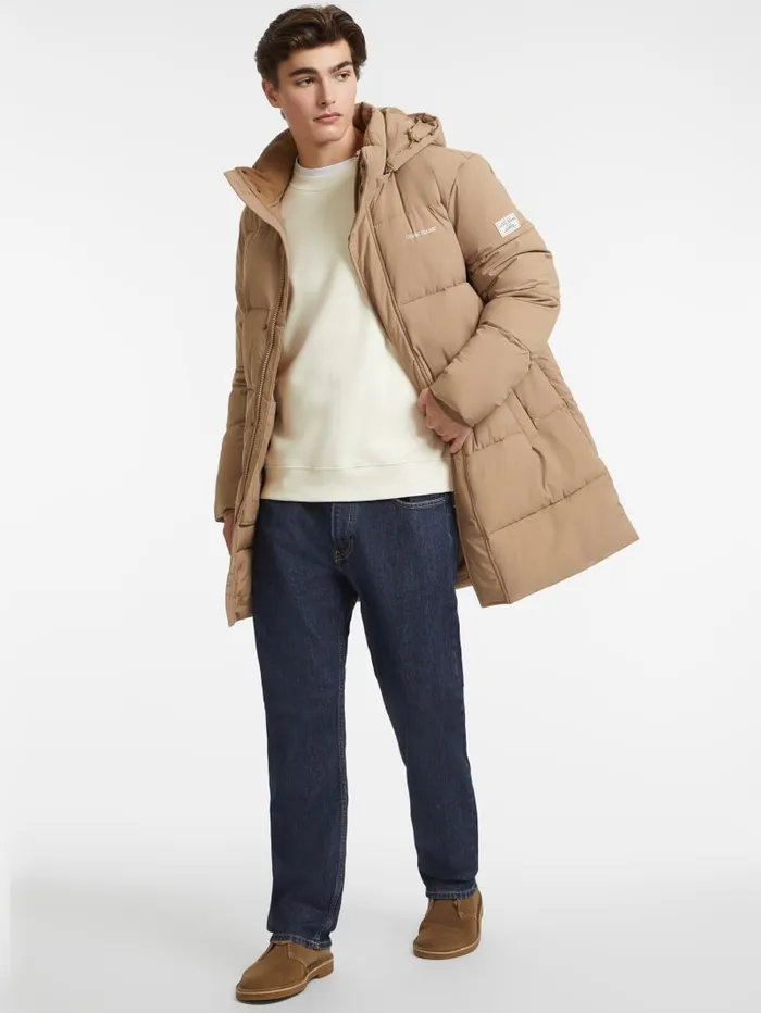 GUESS Jackets and Coats MidLength Puffer Jacket Beige 8211 Men