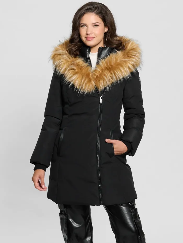 GUESS Jackets and Coats MidLength Puffer Jacket Black 8211 Women
