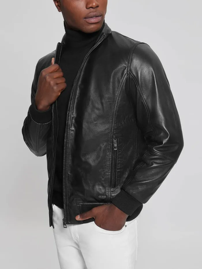 GUESS Jackets and Coats Soft Leather Jacket Brown 8211 Men