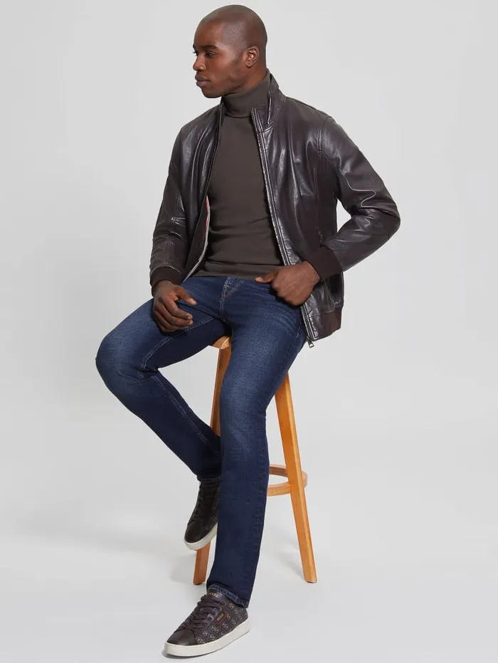 GUESS Jackets and Coats Soft Leather Jacket Brown 8211 Men