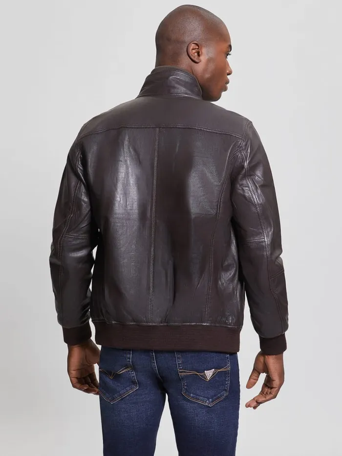 GUESS Jackets and Coats Soft Leather Jacket Brown 8211 Men