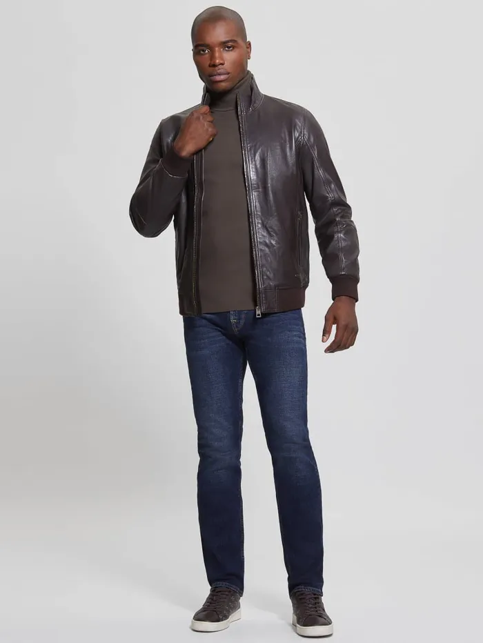 GUESS Jackets and Coats Soft Leather Jacket Brown 8211 Men
