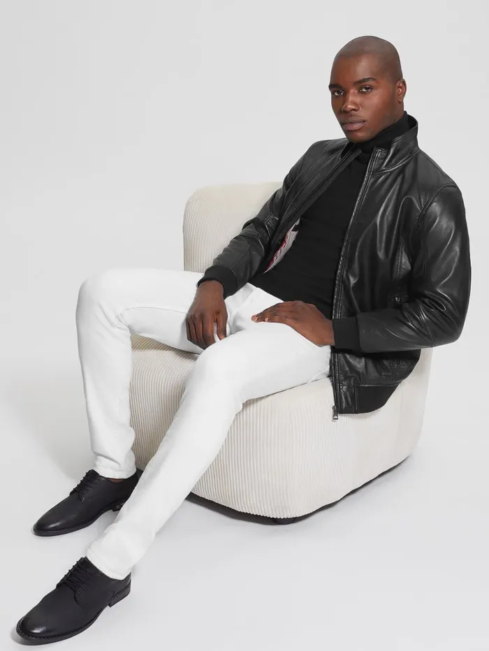 GUESS Jackets and Coats Soft Leather Jacket Brown 8211 Men
