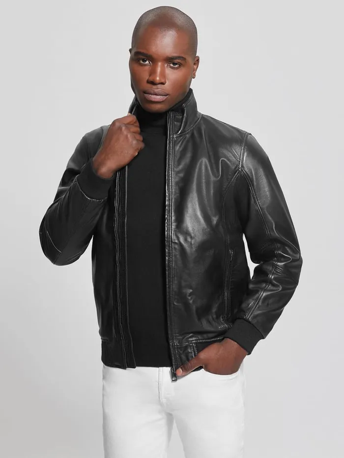 GUESS Jackets and Coats Soft Leather Jacket Brown 8211 Men