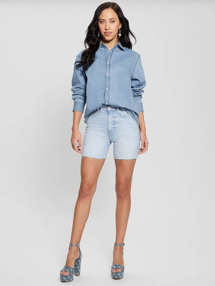 GUESS Jeans and Denim 80s Pedal Denim Shorts Blue 8211 Women