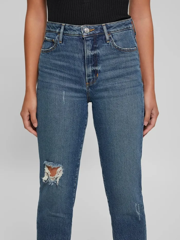 GUESS Jeans and Denim Eco Distressed Mom Jeans Blue 8211 Women