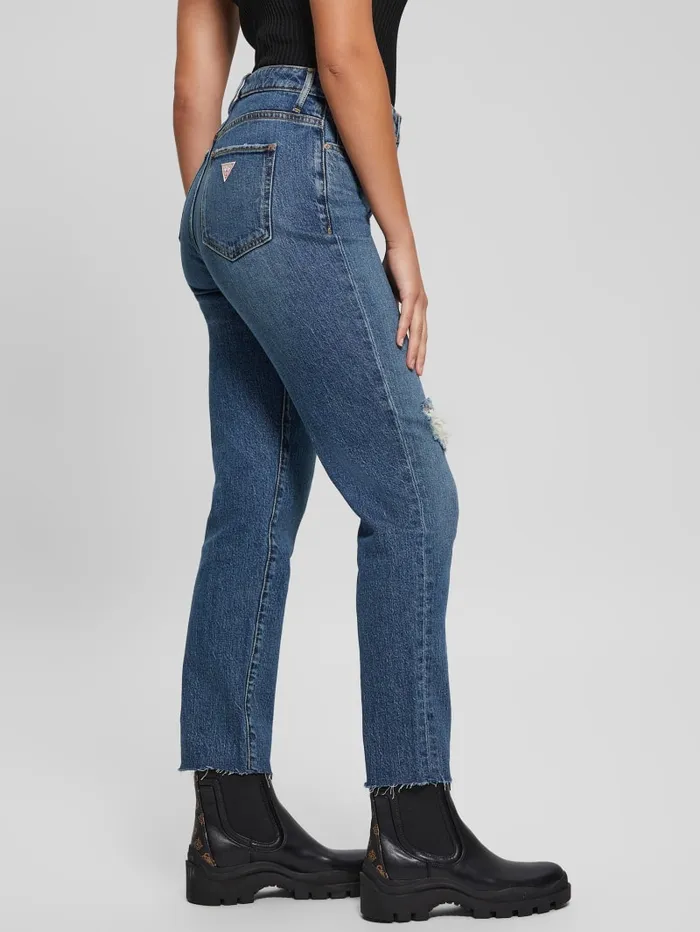 GUESS Jeans and Denim Eco Distressed Mom Jeans Blue 8211 Women