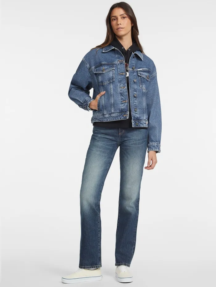 GUESS Jeans and Denim Oversized Denim Trucker Jacket Blue 8211 Women