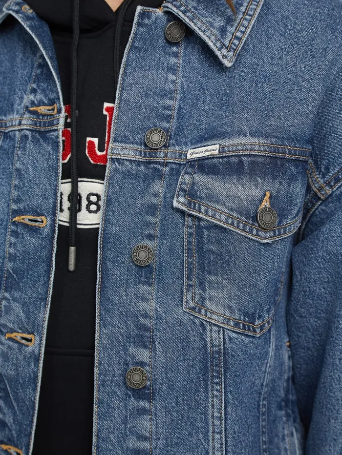 GUESS Jeans and Denim Oversized Denim Trucker Jacket Blue 8211 Women