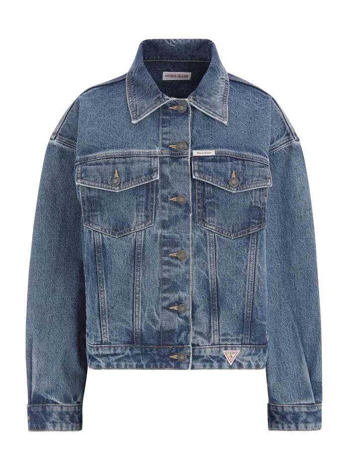 GUESS Jeans and Denim Oversized Denim Trucker Jacket Blue 8211 Women