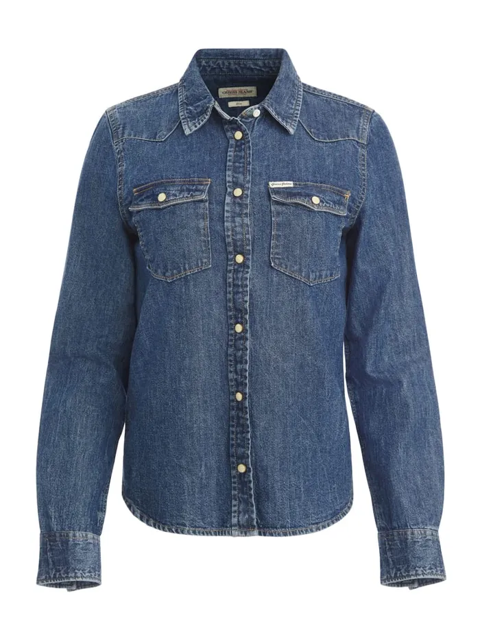 GUESS Jeans and Denim Slim LongSleeve Denim Shirt Blue 8211 Women