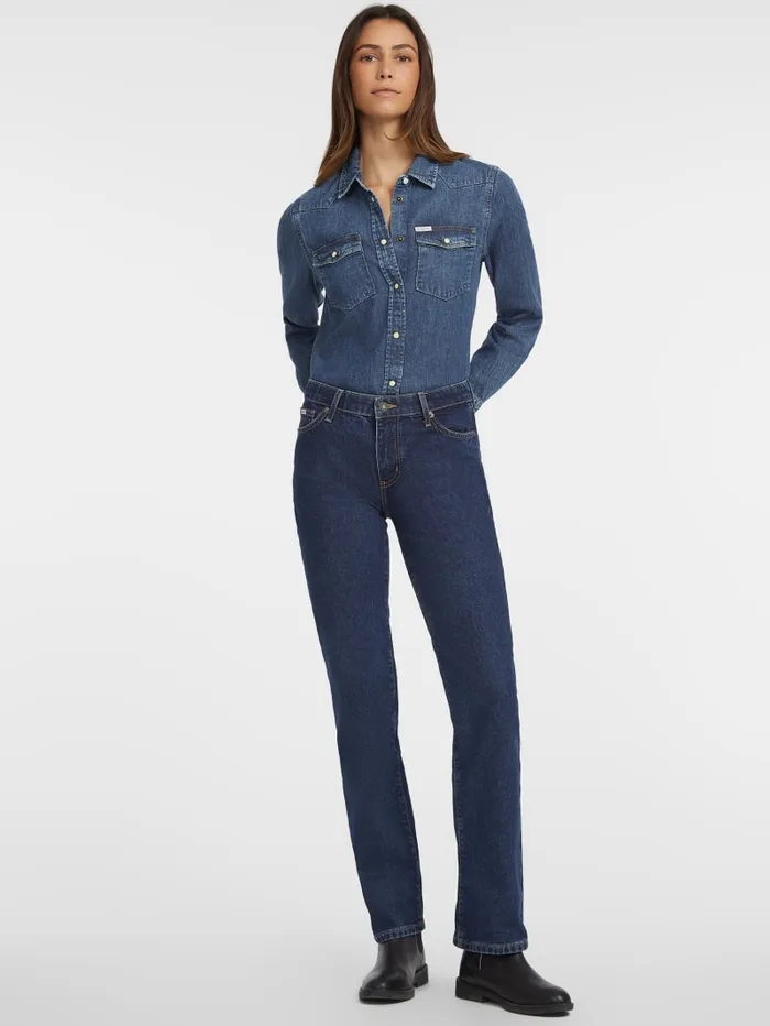 GUESS Jeans and Denim Slim LongSleeve Denim Shirt Blue 8211 Women