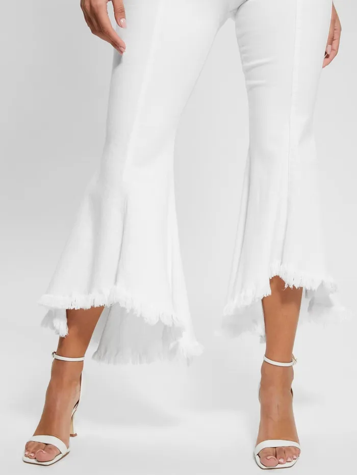 GUESS Jeans and Denim Sofia 1981 HighRise Flared Jeans White 8211 Women
