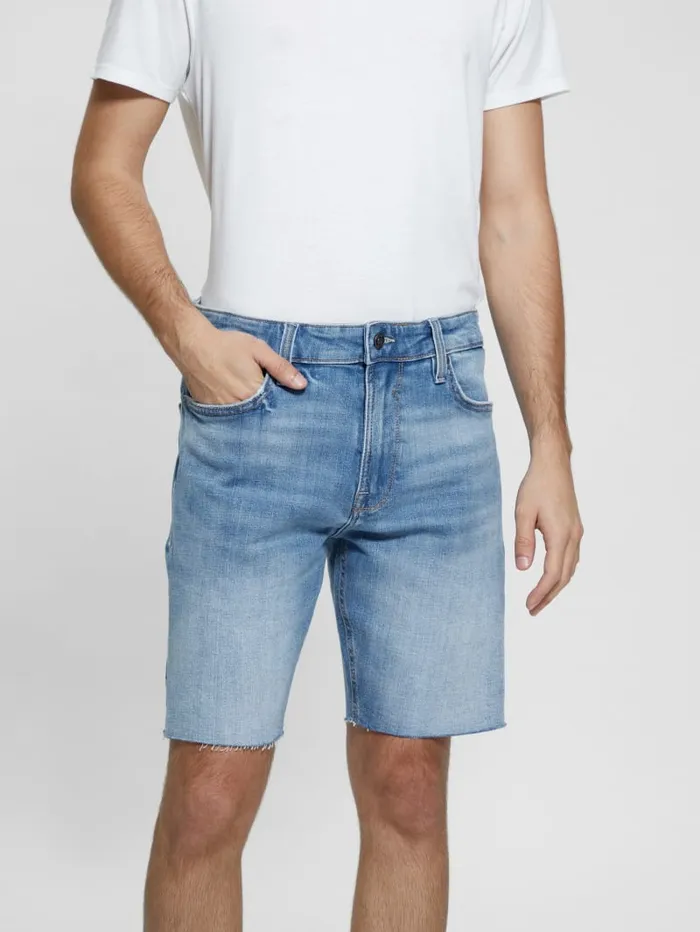 GUESS Jeans and Denim Wyatt Destroyed Shorts Blue 8211 Men