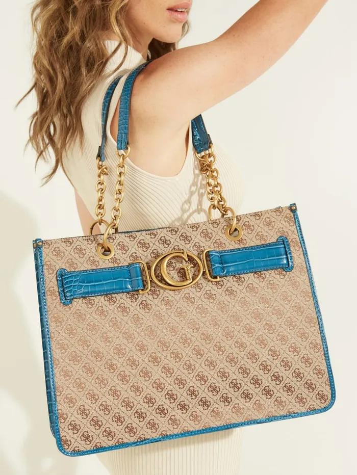 GUESS Sale Aviana Tote Blue 8211 Women