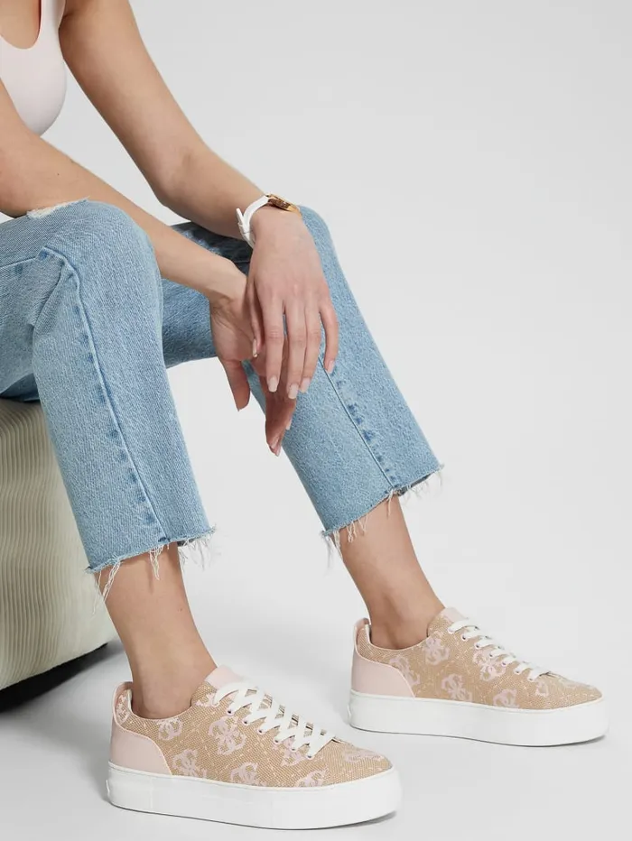 GUESS Sale Giaa Logo Print LowTop Sneakers White 8211 Women