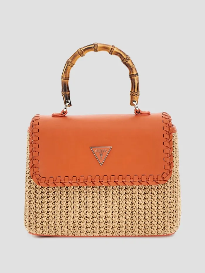GUESS Sale Heloisa Straw Crossbody Orange 8211 Women