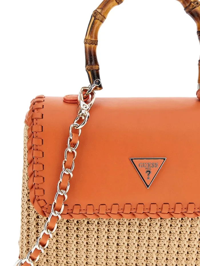 GUESS Sale Heloisa Straw Crossbody Orange 8211 Women