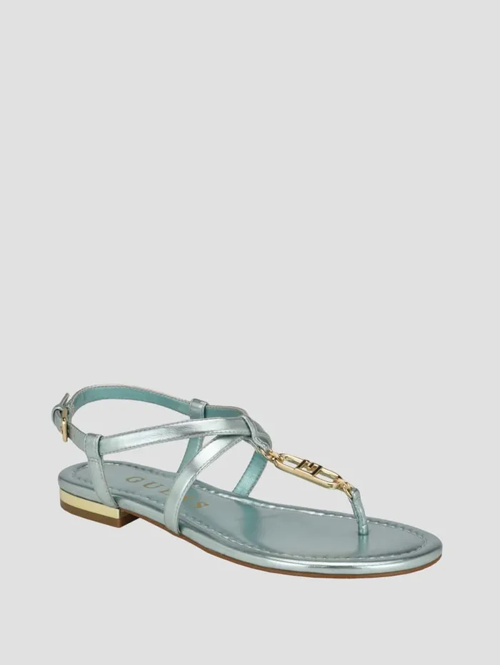 GUESS Sale Meaa Chain TStrap Sandals Brown 8211 Women