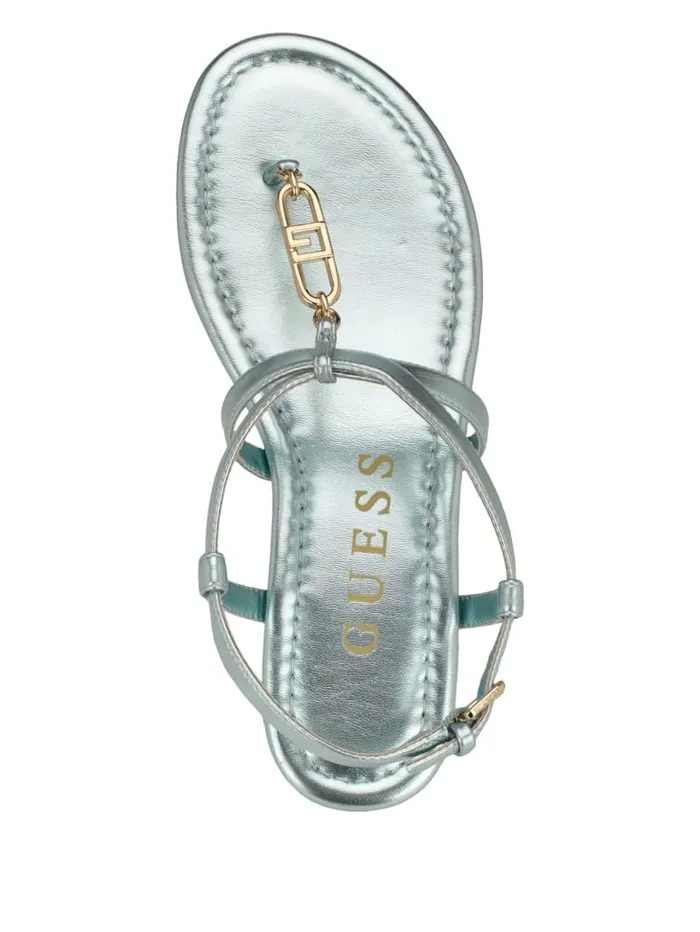GUESS Sale Meaa Chain TStrap Sandals Brown 8211 Women