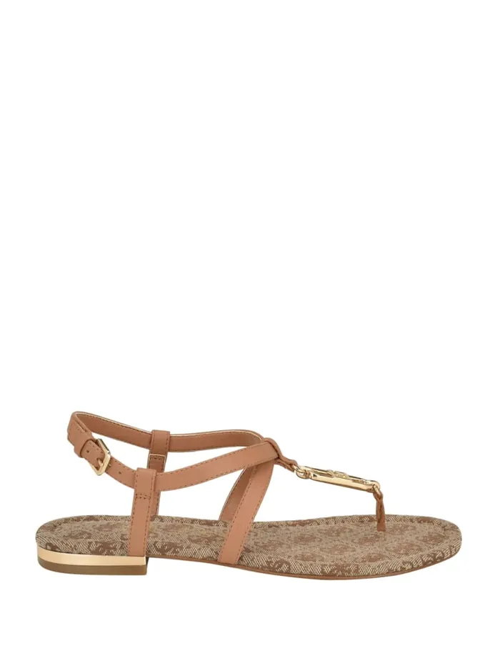 GUESS Sale Meaa Chain TStrap Sandals Brown 8211 Women