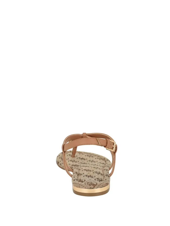 GUESS Sale Meaa Chain TStrap Sandals Brown 8211 Women